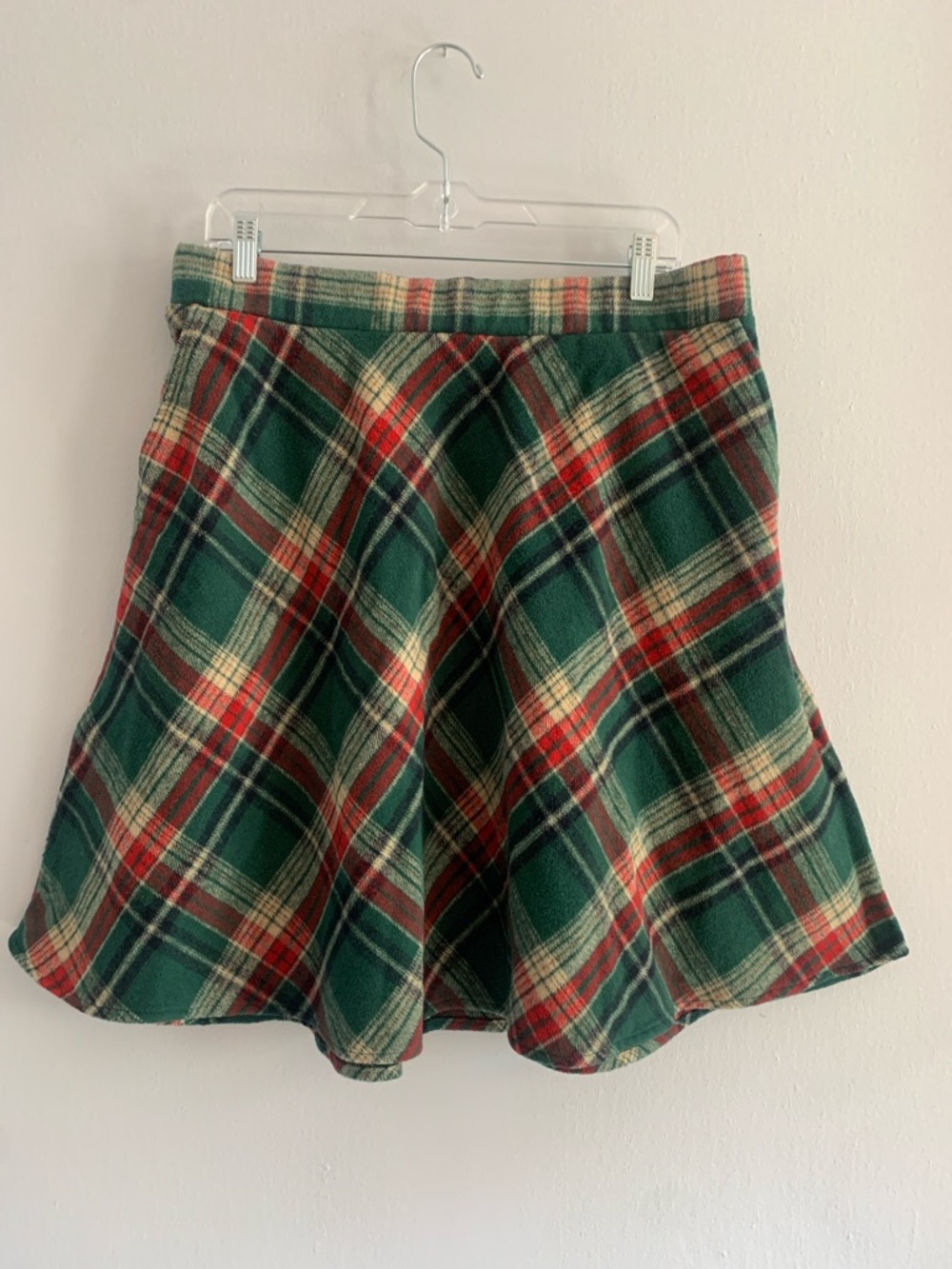BLOOMCHIC Plaid Plus Size Skater Skirt in Green and Red